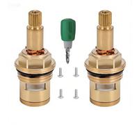 BDHDHWEFE 1 Paio di Sostituzione della Cartuccia del Rubinetto in Ottone Caldo e Freddo, Valvola a Stelo a Disco in Ceramica da 20 Denti G1/2" con Viti Cacciavite for la Riparazione(2-3/16"-3/8")