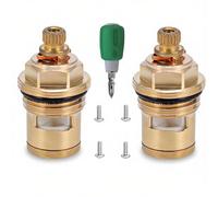 BDHDHWEFE 1 Paio di Sostituzione della Cartuccia del Rubinetto in Ottone Caldo e Freddo, Valvola a Stelo a Disco in Ceramica da 20 Denti G1/2" con Viti Cacciavite for la Riparazione(1-11/16"-1/4")