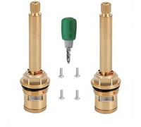 BDHDHWEFE 1 Paio di Sostituzione della Cartuccia del Rubinetto in Ottone Caldo e Freddo, Valvola a Stelo a Disco in Ceramica da 20 Denti G1/2" con Viti Cacciavite for la Riparazione(3-3/16"-3/8")