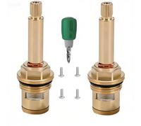 BDHDHWEFE 1 Paio di Sostituzione della Cartuccia del Rubinetto in Ottone Caldo e Freddo, Valvola a Stelo a Disco in Ceramica da 20 Denti G1/2" con Viti Cacciavite for la Riparazione(2-7/8"-3/8")