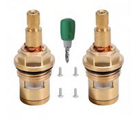 BDHDHWEFE 1 Paio di Sostituzione della Cartuccia del Rubinetto in Ottone Caldo e Freddo, Valvola a Stelo a Disco in Ceramica da 20 Denti G1/2" con Viti Cacciavite for la Riparazione(2-1/16"-3/8")