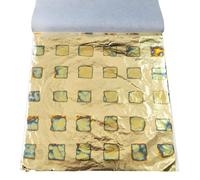 BDHDHWEFE 100 fogli di foglia d'oro for l'arte, fogli di lamina d'oro colorata imitazione 5,5" x 5,5", carta stagnola colorata for lavori artigianali for il miglioramento della casa, nail art(Gold 21)