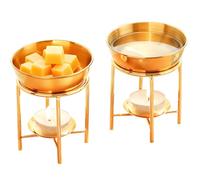 BDHDHWEFE 2 Pezzi Scaldacera for Candele da tè, diffusore di Oli Essenziali in Acciaio Inossidabile Dorato for alleviare Lo Stress, Meditazione, diffusori di Candele con Oli Essenziali