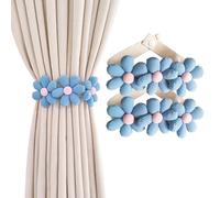 BDHRKTE 2 fibbie per tende giapponesi per tende con fiori, per camera da letto e finestre (blu)