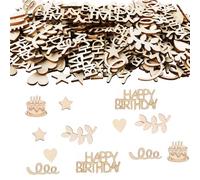 BDHYYM 150 coriandoli in legno Happy Birthday per compleanno, decorazione da tavolo in legno, decorazione per compleanno