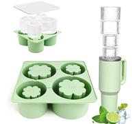 BDHYYM Stanley Cup Vassoio per cubetti di ghiaccio in silicone, Stampo Ghiaccio per Stanley Cup, Vassoio per Ghiaccio in Silicone con Coperchio, 4 Stampi per Ghiaccio Cilindrici Cavi