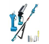BDIT Accessori Kit Potatura 3 in 1 a Batteria: Forbici Elettriche + Mini Motosega 6” + Asta Telescopica 128-248 cm, Potatore a Palo per Giardino Viti e Arbusti