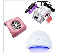 Bdit accessori Kit Ricostruzione Unghie Professionale UV Gel Lampada Unghie + Aspiratore Unghie Professionale + Fresa Unghie 20000 Giri