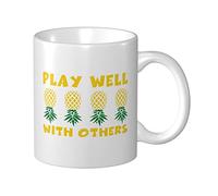 BDIX Divertente tazza da uomo con scritta "Plays Well With Others Upside Down ananas", idea regalo divertente