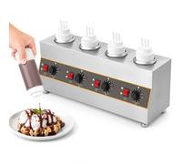 BDJSN Riscaldatore Salsa 4 Bottiglie, Macchina Professionale con Controllo Temperatura Indipendente, Dispenser da Banco 640w, 4 Bottiglie 650 Ml, 86-185°f, Cioccolato, Formaggio, Caramello