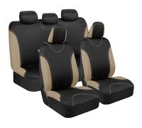 BDK os-334-bg Amj Beige Black Car Seat Covers Full 9PC Set-Sleek e Stylish-Split Opzione 5 poggiatesta Anteriori e Posteriori Bench, Nero/Beige