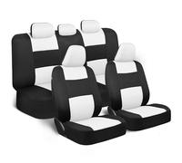 BDK PolyPro - Set completo di coprisedili per auto, colore bianco/nero, protezione anteriore e posteriore, facili da installare, rivestimenti interni per auto, camion, furgoni, SUV