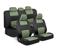 BDK PolyPro - Set completo di coprisedili per auto, colore verde su nero, coprisedili anteriori e posteriori, facili da installare, accessori per auto, camion, furgoni, SUV