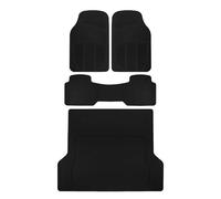 BDK Proliner All Weather Rubber Auto Floor Mats and Trunk Cargo Liner - Front & Rear Heavy Duty Set Fit for Car SUV Van and Truck, Black, 4 Pieces (Trim to Fit)