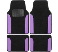 BDK Tappetini per auto bicolore, con dettagli in ecopelle, set di tappetini con battitacco integrato, accessori eleganti per interni auto, viola