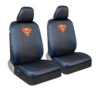 BDK Warner Bros DC Comics Superman Universal Fit Seat Covers Car Accessories - with Removable Head Cover & Matching Seat Belt Pads, Side Airbag Compatible Easy Install for Car Truck Van SUV