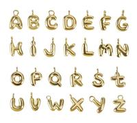 BDKMMS Ciondoli a forma di lettere dell'alfabeto dalla A alla Z, 26 pezzi, in oro riempito, ciondoli con iniziale, per braccialetti fai da te, collane, braccialetti fai da te