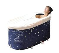 BDL Vasca da bagno pieghevole portatile, vasca da bagno separata per adulti, vasca da bagno indipendente per box doccia, ispessimento con schiuma termica per mantenere la temperatura blu notte
