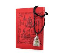 BDM - Amuleto budista Luang Pho Thanjai y Manta Sagrada, monje Buda Religion, Collar budismo proteccion Myanmar - Modelo 1