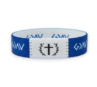 BDM Bracciale Cristiano G>∧∨ | Dio è Più Grande degli Alti e dei Bassi | Braccialetto di Fede con Croce per Uomo e Donna | Bracciale Elastico in Tessuto Blu | Regalo Religioso Ispiratore, Talla unica