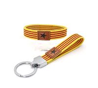 BDM Bracciale in Tessuto da Uomo e da Donna con la Bandiera della Catalogna Senyera de Catalunya Elastico e Regolabile al Polso, Un Accessorio Moda Unisex in Giallo, Rosso, Blu e Bianco.