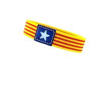 BDM Bracciale in Tessuto da Uomo e da Donna con la Bandiera della Catalogna Senyera de Catalunya Elastico e Regolabile al Polso, Un Accessorio Moda Unisex in Giallo, Rosso, Blu e Bianco.