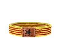 BDM Bracciale in Tessuto da Uomo e da Donna con la Bandiera della Catalogna Senyera de Catalunya Elastico e Regolabile al Polso, Un Accessorio Moda Unisex in Giallo, Rosso, Blu e Bianco.