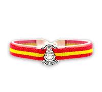 BDM Bracciale in Tessuto per Uomo e Donna con la Bandiera della Spagna e la medaglia della Virgen del Rocío. Disponibili Due Taglie.