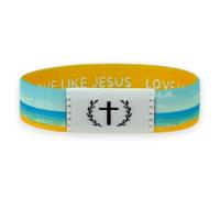 BDM Braccialetto Cristiano G>∧∨ | Dio è Più Grande degli Alti e Bassi | Braccialetto di Fede con Croce per Uomo e Donna | Braccialetto Elastico in Tessuto Blu | Regalo Religioso Ispiratore