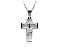 BDM Ciondolo Croce con Padre Nostro graduato in Acciaio Inossidabile antiallergico Oro