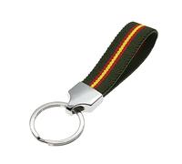 BDM Portachiavi in tessuto verde originale Guardia Civile con la bandiera della Spagna e anello in argento. Elastico e ideale per personalizzare chiavi, borsa, zaino...