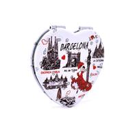 BDM Specchio tascabile doppio, design Barcellona a scelta: cuore monumenti o salamandra Gaudí, specchio compatto per borsa, souvenir di viaggio e regalo