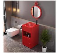 BDMFJY Mobile da bagno con lavabo da bagno, mobiletto da bagno autoportante sotto il lavandino, mobile da bagno in stile industriale, in ferro, con rubinetto e scarico combinato