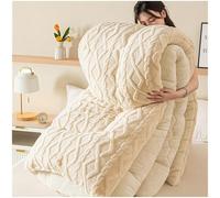 BDMFJY Piumino Invernale, Trapunta Cashmere di Agnello Invernale, Coperta Calda Ispessita Peluche, Trapunta Singola Matrimoniale, Trapunta in Velluto e Lana Agnellata,Beige,150x200cm/2.5kg