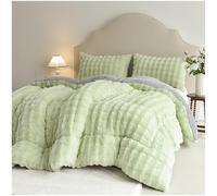 BDMFJY Piumone Matrimoniale Invernale Fluffy - Trapunta Anallergica Traspirante 100% Microfibra by Pile Peluche di Coniglio - Caldissima per l'inverno,Verde,150x200cm/2kg