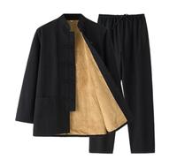BDMRY Abito Invernale Inverno Inverno Abiti da Uomo Tradizionale Cinese Hanfu, Abito di Arti Marziali Kung fuiformi Ala Ala Chun Tai Chi Cappotto Pantaloni Black-XXL