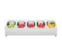 Bdneygtyr Contenitore per ingredienti in acciaio inox, 5 pezzi, contenitore GN con coperchio, Royal - Catering Spezie per stazione di pizza, brunch buffet e topping bar, per ristorante, caffetteria e