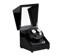 BDPRZGHGL Automatic Watch Winder Box for 2 Watches with Quiet Motor Anti-Aging Pu Leather 5 Rotation Mode Setting Retractable Table Pillow by AC Adaptor Or Batteries (Color : Ebony Grain)