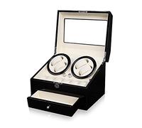 BDPRZGHGL Automatic Watch Winders For 4 + 6 Automatic Watches With Storage Drawer PU Leather Watch Box With Silent Motor Battery Operated Or AC Adapter For Automatic Watches (Color : B-Ebony grain)