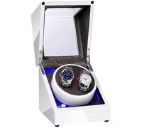 BDPRZGHGL Caricatore automatico per orologi Finitura pianoforte bianco Motore silenzioso Adattatore fodera in pelle in fibra di carbonio e alimentato a batteria (dimensioni: 2 0) splendido scenario