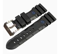 BDPRZGHGL Cinturino orologio in silicone impermeabile Cinturino in gomma Chiusura con perno per Pane-Rai Pam441 359-Nero Fibbia nera 26 mm/Fibbia argento arancione/26 mm