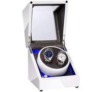 BDPRZGHGL Doppia scatola bianca per luce LED incorporata automatica Vernice per pianoforte Alimentatore esterno Motore silenzioso Bellissimo scenario Avvolgitore per orologi