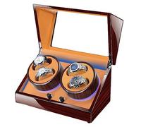 BDPRZGHGL Luxury Mechanical Watch Winder For 4 Automatic Watches Wooden Shell Built-in LED Illuminated Storage Display Box (Color : 4+0 Black)
