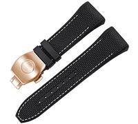 BDPRZGHGL per cinturino per orologio con fibbia pieghevole blu nero serie V45 da 28 mm in nylon vera pelle