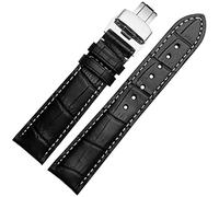 BDPRZGHGL Punti 18mm 20mm 22mm con cinturino per orologio in vera pelle Fibbia a farfalla in acciaio argentato