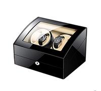 BDPRZGHGL Scatola avvolgitore automatico per orologi per 4 orologi, 6 vani portaoggetti con chiave, guscio in legno, vernice per pianoforte, adattatore esterno e alimentato a batteria, un lampadario