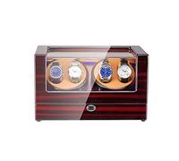 BDPRZGHGL Scatola caricaorologi automatica 4 con luce in guscio di legno e vernice per pianoforte esterna in pelle Motore super silenzioso (A)