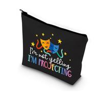 BDPWSS Pochette per trucchi teatrali, amanti del teatro, regalo per amanti della commedia, tragedia, maschere, trousse per cosmetici, con scritta in lingua inglese "I'm Not Yelling I'm Projecting