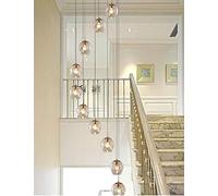 BDS lighting 10 palle di vetro a spirale lampadario scala lungo lampadario duplex edificio grande lampadario soggiorno villa cava moderna luce scale luce lunga pendente 55x200 cm