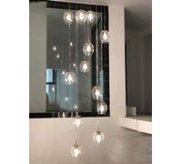 BDS lighting 12 tonalità di Vetro Luci del Pendente, 250cm Lunghi Cavi, 60 Centimetri Diametro Chrome Colori Rotonda Base della Lampada, Lungo Chandelier (Color : Clear)